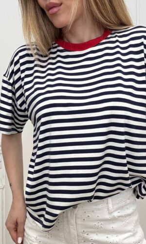 HaveOne T-shirt Scatolina Righe Blue