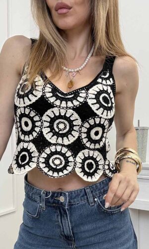 Only Top Crochet Nero