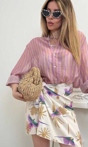 HaveOne Camicia Riga Piccola Colorblock Lilla
