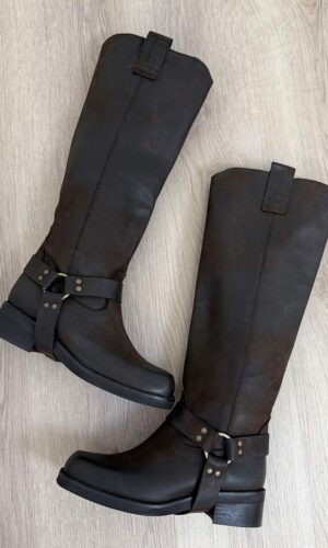 Divine Follie Stivale Biker Nabuk Moro