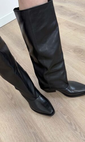 Divine Follie Stivale Riding Vera Pelle Nero