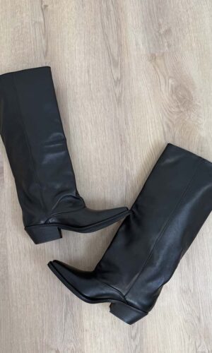 Divine Follie Stivale Riding Vera Pelle Nero