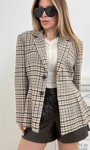 HaveOne Giacca Check Dettaglio Peplum