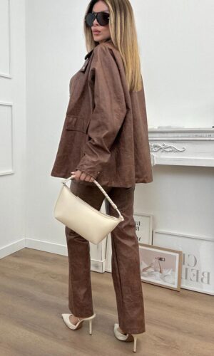 HaveOne Pantalone Ecopelle Cognac