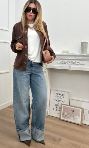 Pieces Giacca Camicia Ecosuede Coffee