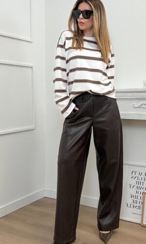 Pieces Tee Righe Rosa Moro