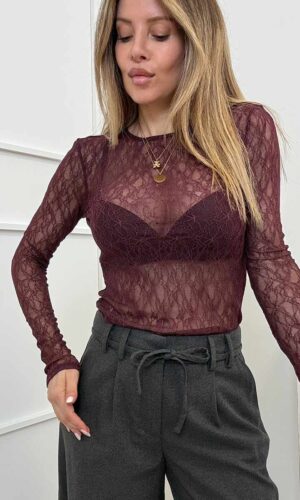 Vero Moda Aware Top Pizzo Bordeaux