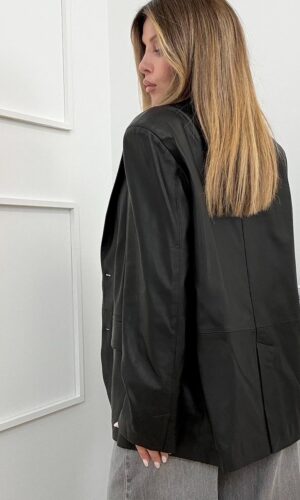 Vicolo Blazer Vera Pelle Nero