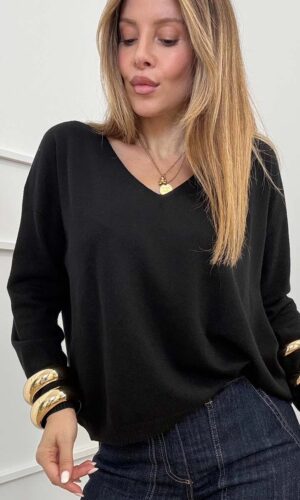 Vicolo Maglia Scollo V Nero