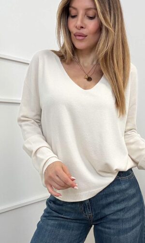 Vicolo Maglia Scollo V Panna